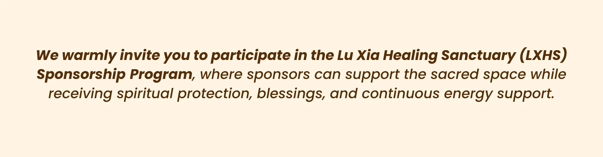 Lu Xia Healing Sanctuary Sponsorship Program